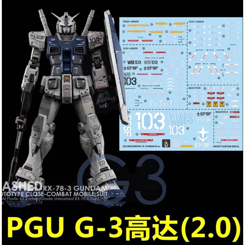 🔰พร้อมส่ง​ ดีคอลน้ำPG 1:60 Gundam G3 RX-78-3 G-3 (2.0)