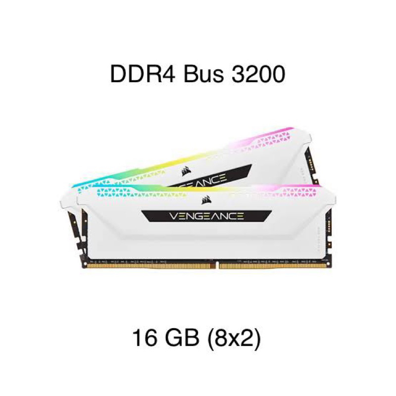แรม RAM PC DDR4 16GB (8x2) bus 3200 CORSAIR VENGEANCE RGB PRO SL (WHITE) มือสอง