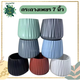 กระถางเพชร 7นิ้ว ถาดรองในตัว มีจุกระบายน้ำ กระถางมินิมอล แต่งบ้าน แต่งคอนโด แต่งห้อง