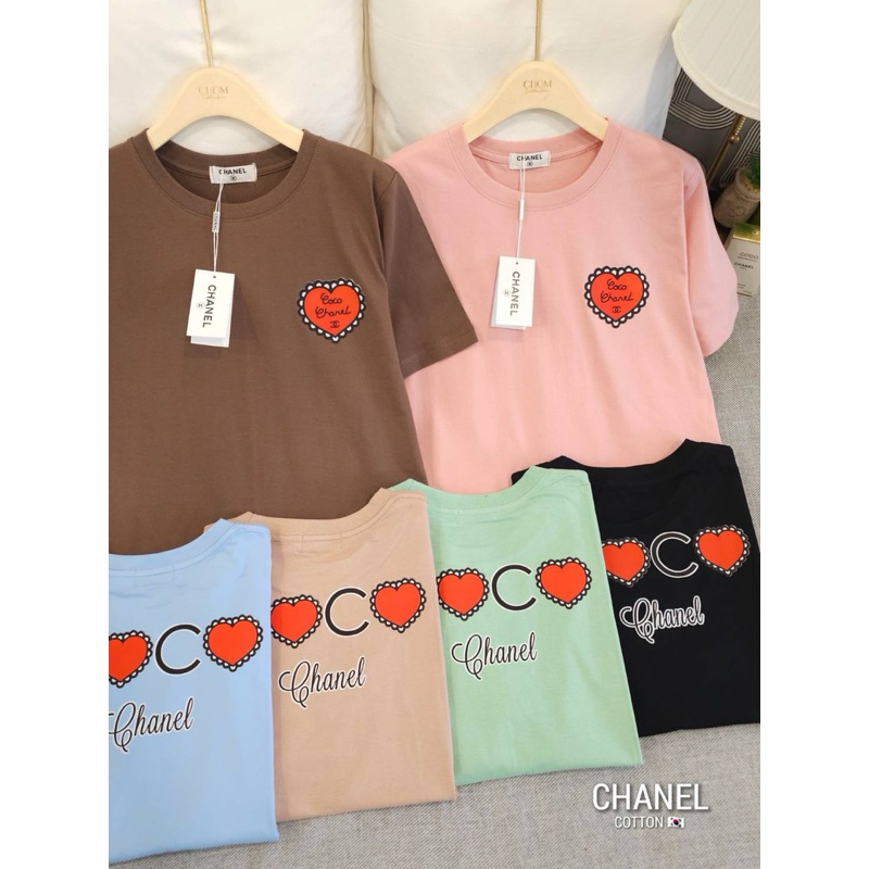 เสื้อยืดแฟชั่น อก42 ยาว25 ผ้ายืด ผ้าคอลตอล คอกลม แขนสั้น งานสกรีนหน้าหลังลายน่ารักๆ ดีเทลสวย ดูดี เนื้อผ้าดีมาก ผ้านุ่ม