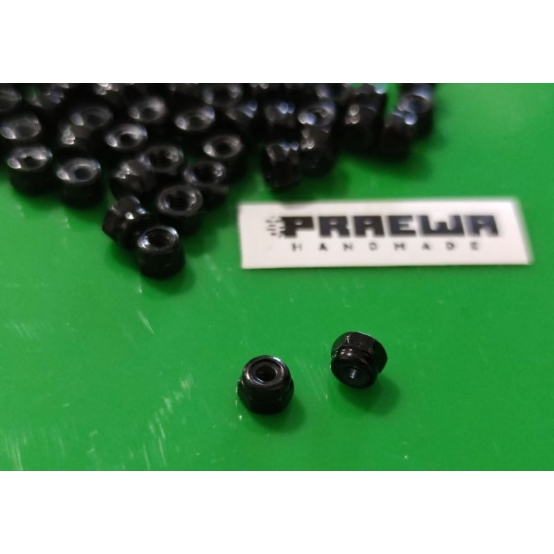 [6 ชิ้น] Locknut M2 Black โคตรดำ ดำดุ SS304 PVD ใช้ประแจ 4.0mm กันคลายในตัว - Mini4WD Locknut SS304 