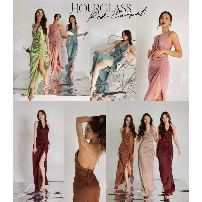 Red Carpet #R028 เดรสคล้องคอ เดรสเว้าหลัง ซาติน ชุดราตรี ชุดเพื่อนเจ้าสาว ออกงาน ไปงานแต่ง