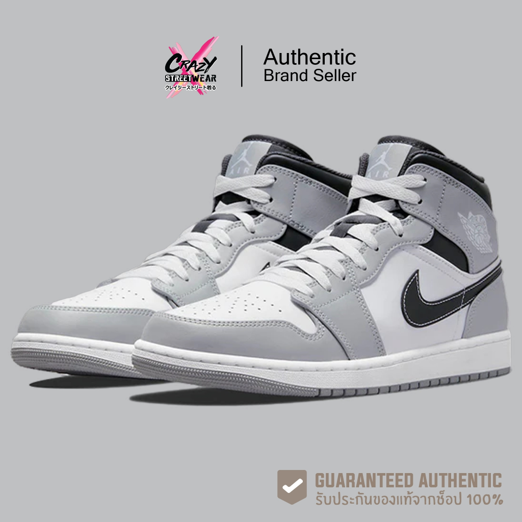 Nike Air Jordan 1 Mid "Light Smoke Grey" (554724-078) สินค้าลิขสิทธิ์แท้ Nike