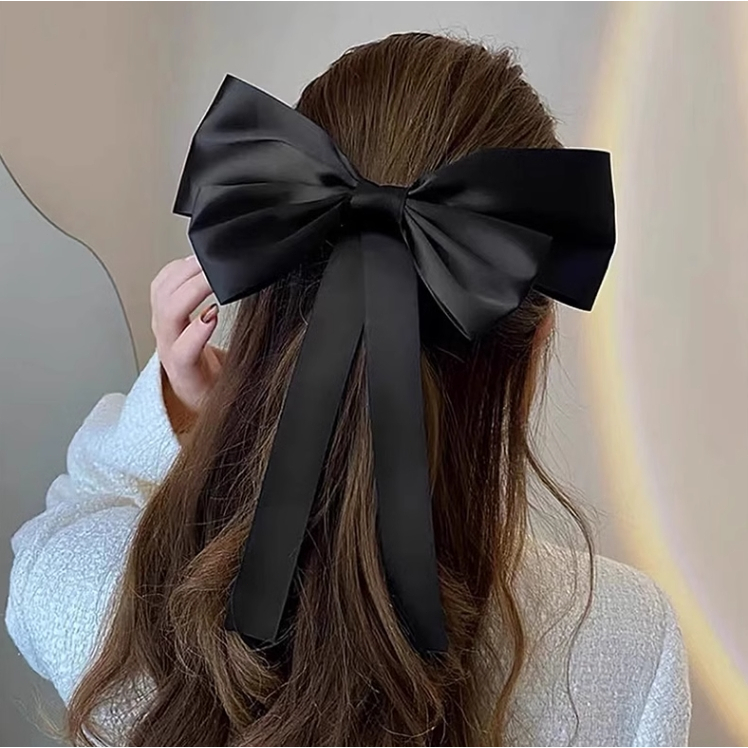 COD-ในไทย ใหญ่ประดับโบว์กิ๊บหนีบผม สีแดง/สีดำ หวาน สไตล์เกาหลี ละเอียดอ่อน สำหรับผู้หญิง -Krismile.th