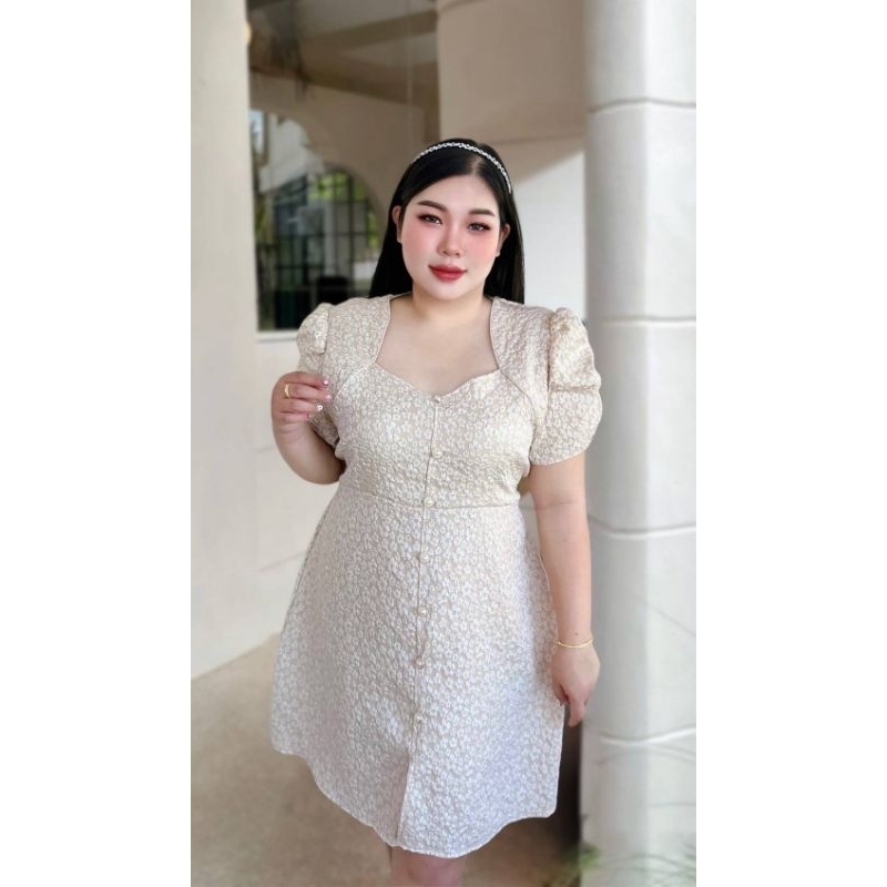 BN309.ชุดเดรสออกงานสาวอวบรุ่นคอหัวใจ ผ้าluxuryงานสวยงานปัง - รูปที่ 3