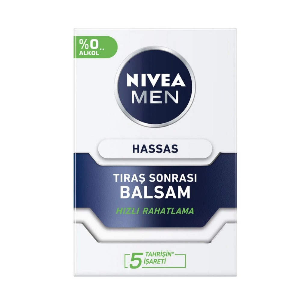 NIVEA Men Sensitive Cooling After Shave Balm 100 ml, Sensitive Skin, สูตรปราศจากแอลกอฮอล์, ซึมซาบเร็ว