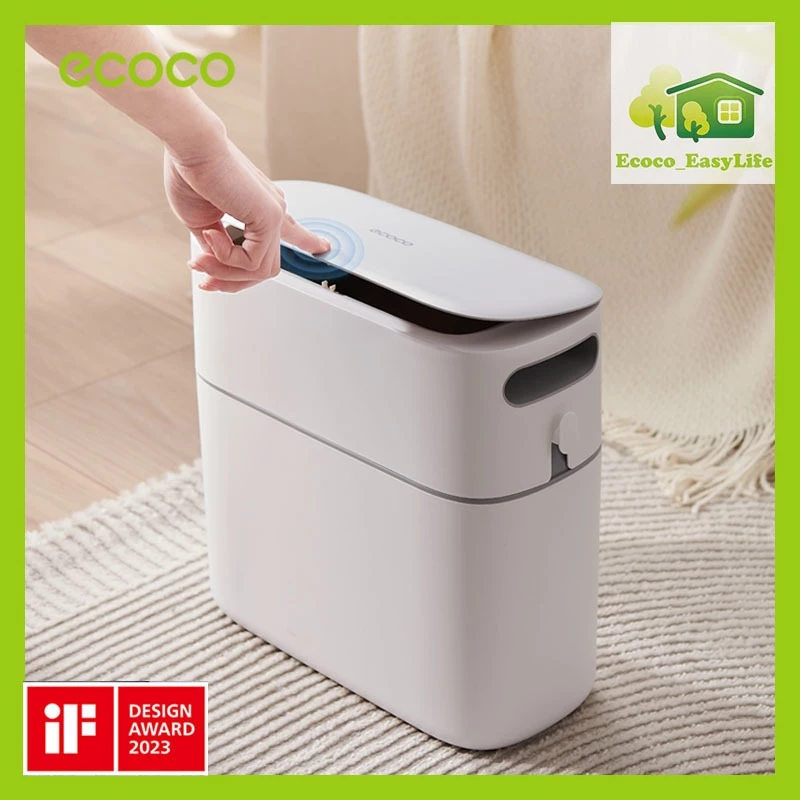 [พร้อมส่ง]ECOCO ถังขยะ 8 ลิตร 12 ลิตร ถังขยะในห้องน้ำ ในตัวสองชั้น เปิดเพียงคลิกเดียว ถุงขยะ