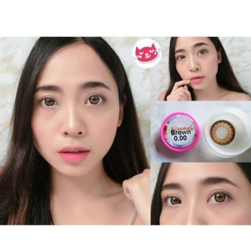 Kitty Kawaii Miranda brown gray สายตา -00 ถึง -1000 Contactlens บิ๊กอาย คอนแทคเลนส์ ราคาถูก แถมตลับฟรี
