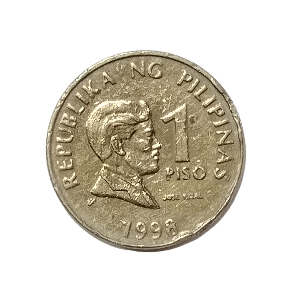 Philippine one-peso coin เหรียญประเทศฟิลิปปิน 1 PISO 1998 1996 ผ่านการใช้งานสภาพสวย