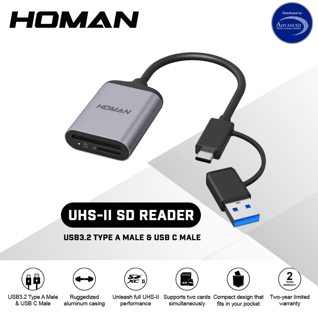 Homan UHS-II SD Reader การ์ดรีดเดอร์ เครื่องอ่านเมม (รับประกัน 1 ปี)