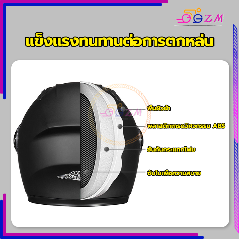 หมวกกันน็อค หมวกกันน็อคเต็มใบ กระจกป้องกันหมอกสองชั้น ระบายอากาศได้ดี เหมาะสำหรับหัวขนาด 54-61 ซม แข็งแรงทนทานต่อการตกหล - รูปที่ 3