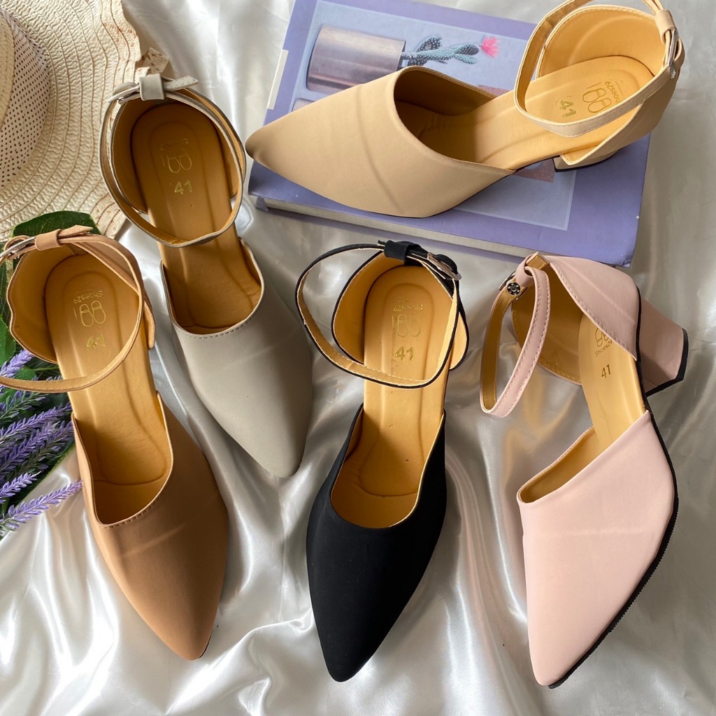 บิ๊กไซส์ Size 36-47ส้นสูง 2 นิ้ว รัดข้อเท้า K-9222-(ไซส์ใหญ่ 7/1-2) (ไซส์ธรรมดา 6/4)  รองเท้าไซส์ใหญ่ รองเท้าหัวเหลี่ยม