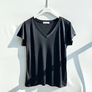 S6 เสื้อยืด คอวี ผ้าสลาฟ สาวอวบ รอบอก 38-44