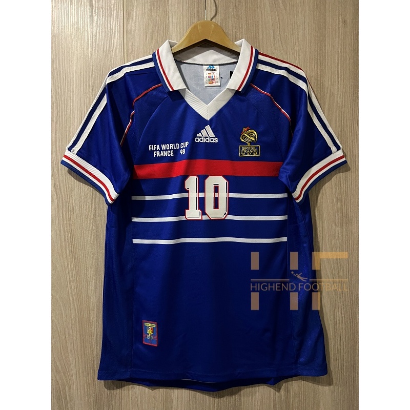 Retro เสื้อบอลย้อนยุค ฝรั่งเศส 1998 แชมป์โลก เสื้อเปล่า / พร้อมเบอร์ชื่อกำมะหยี่