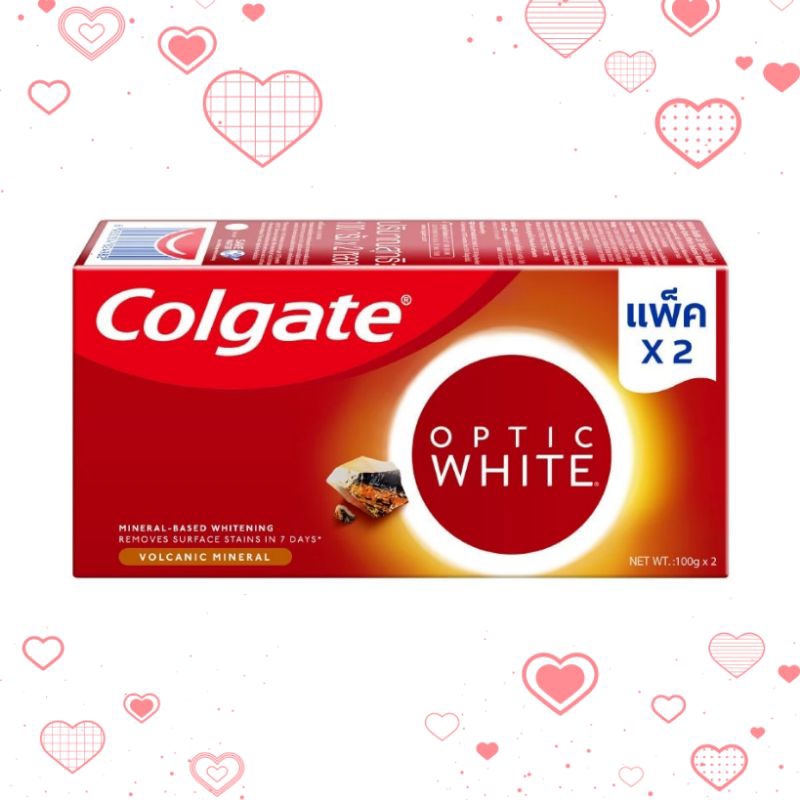 คอลเกต อ๊อพติค ไวท์ โวลคานิค มิเนอรัล 100 กรัม x2 แพ็คคู่ Optic White Volcanic Mineral 100g x2