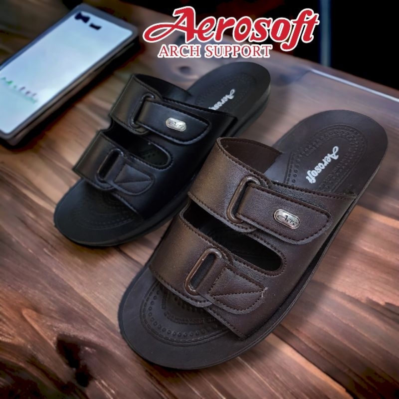 SIZE38-45 Aerosoft รองเท้าแตะผู้ชาย รหัสA4142 สีน้ำตาล