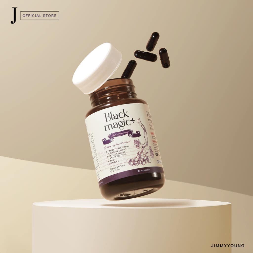 กลูต้าแบล็ค (1กระปุก) Jimmy young Black Magic Plus Gluta กลูต้า เกาหลี เม็ดดำ ผิวใสทั้งตัว [ของแท้]