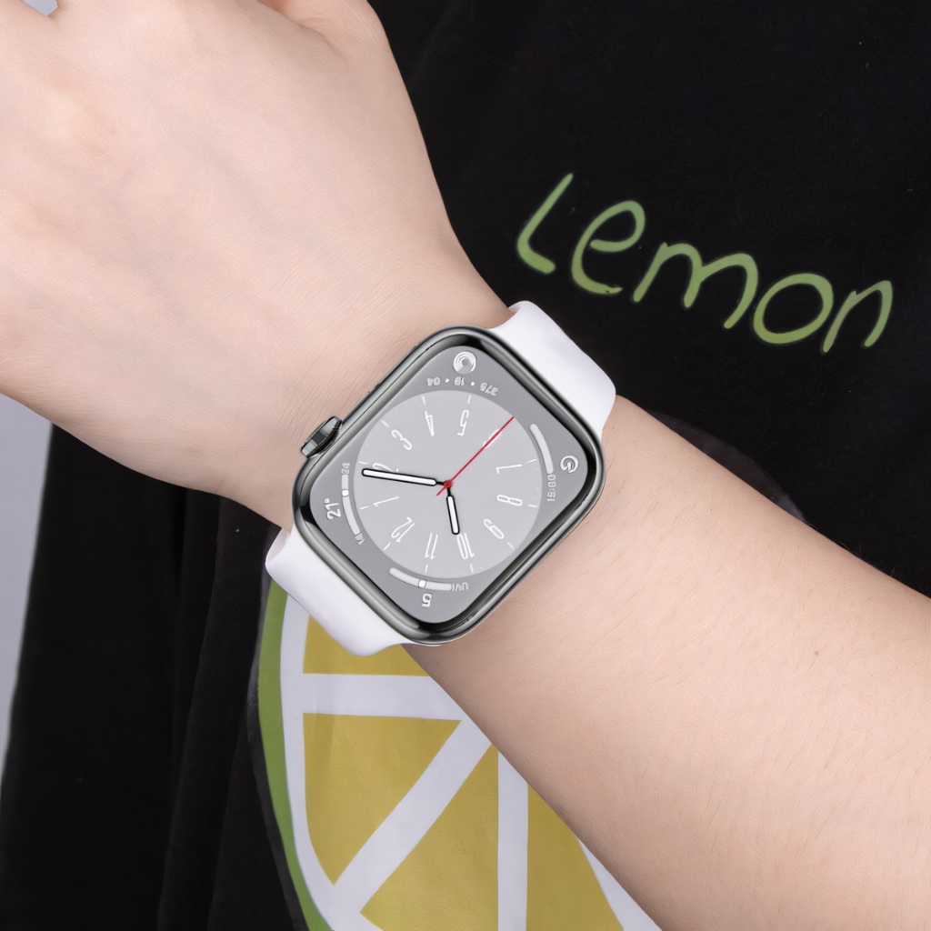 สายซิลิโคนสำหรับ iWatch 49mm46mm40mm42mm44mm41mm45mm series 10 9 8 7 6 5 4 3 2 1 SE smart watch สายกันน้ำ