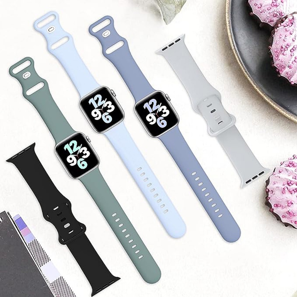 สายซิลิโคนสำหรับ iWatch 49mm46mm40mm42mm44mm41mm45mm series 10 9 8 7 6 5 4 3 2 1 SE smart watch สายกันน้ำ