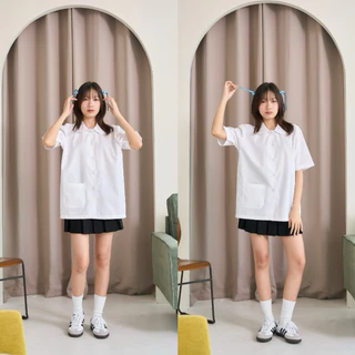 เสื้อนักศึกษาทรงบอย ทรงบอยคอบัว เสื้อคอบัว