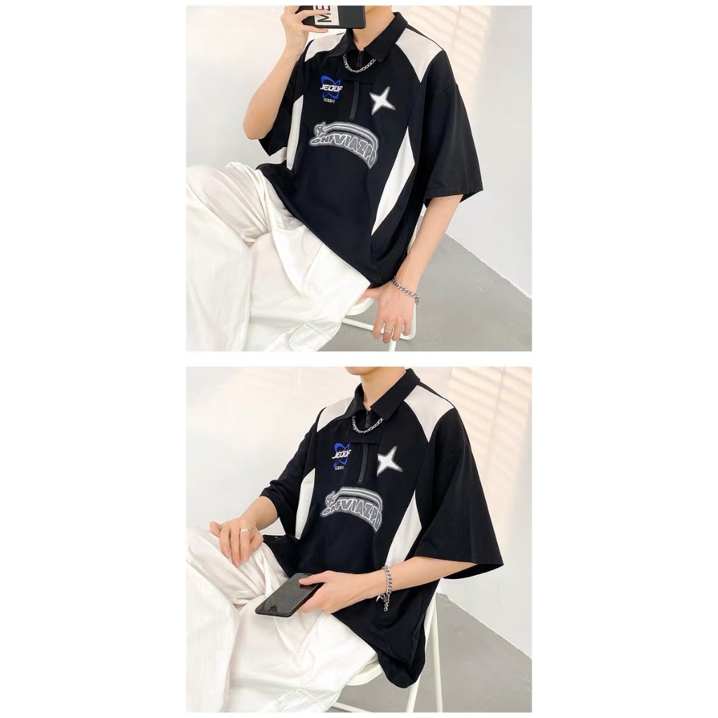 เสื้อยืดโปโล Polo shirt คอปก ทรงหลวม ผู้ชาย ใส่สบาย