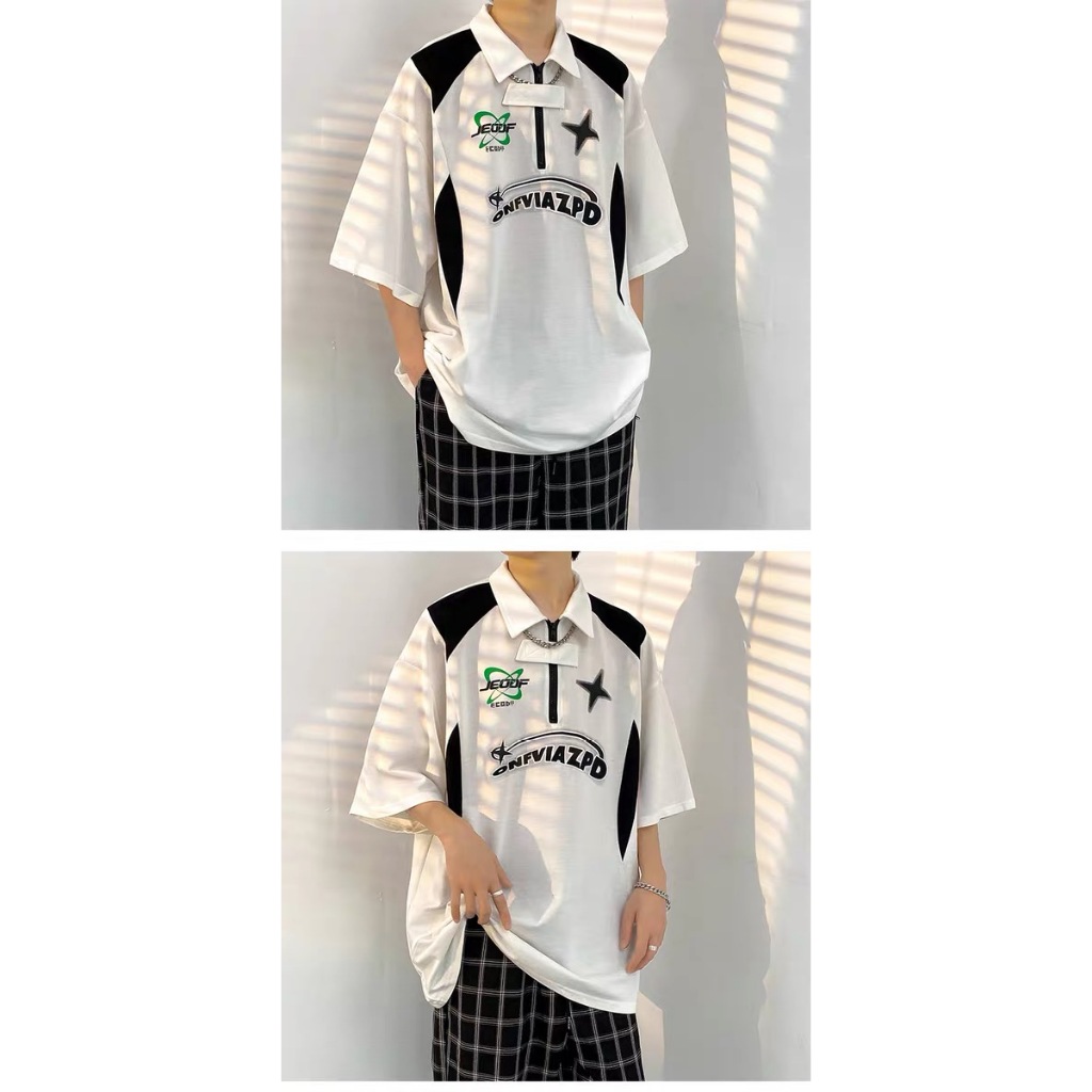 เสื้อยืดโปโล Polo shirt คอปก ทรงหลวม ผู้ชาย ใส่สบาย