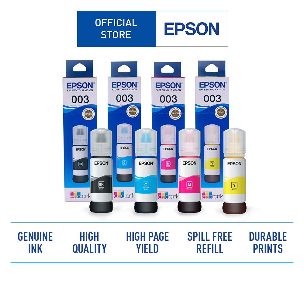 หมึก Epson 003 แท้💯% For  Epson L3110/L3150/L3210/L3216/L3250/L3256/L5290/L5296/L5190/L6290 (65ml)