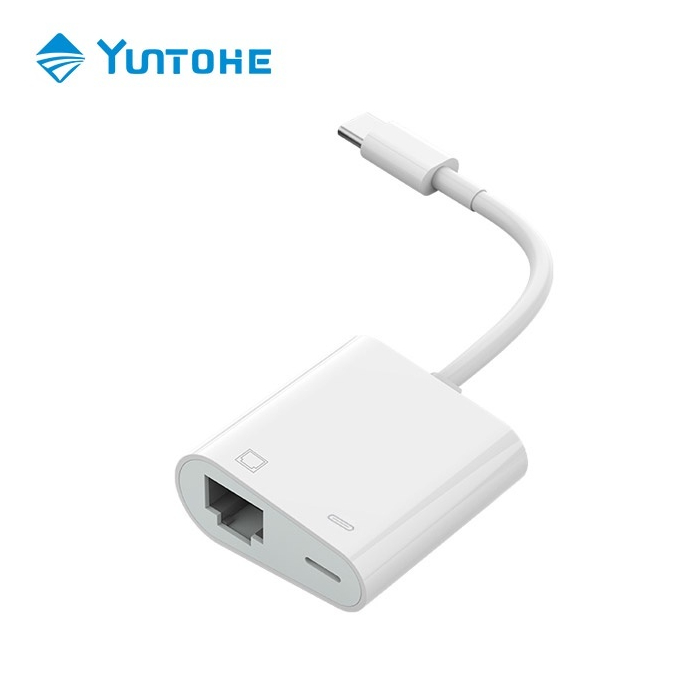 2in1 Type-c Adapter Type-C to RJ45 Gigabit Network Card 1000M with 3.0 PD Fast Charging Docking Station