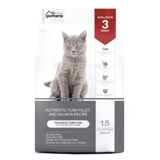 [6Kg] (1.5Kgx4ถุง] Petheria อาหารเม็ดแมว สูตร BALANCED SYSTEM ,SHINING AGE และ แมวสูงวัย 7+