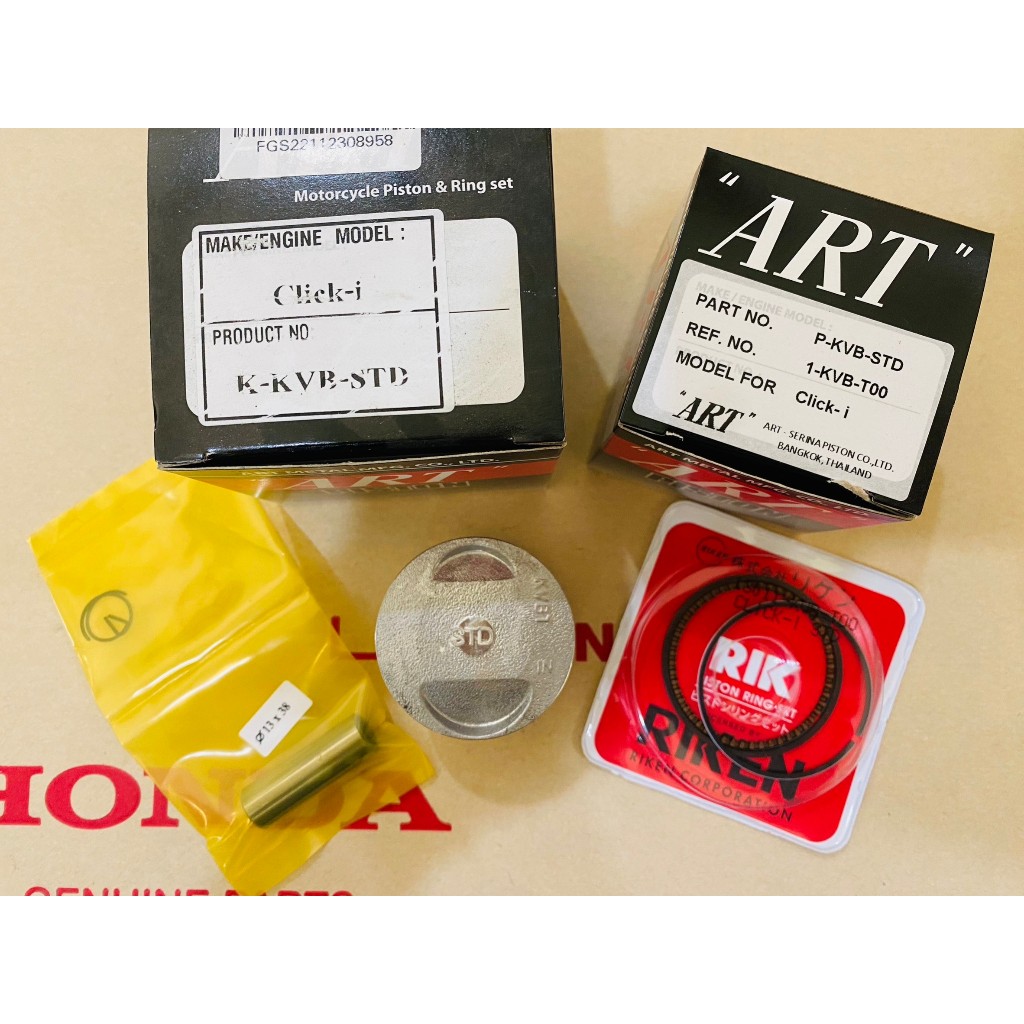 (ART แท้) ชุดลูกสูบ ART กล่องดำ CLICK 110/110i คาบู/หัวฉีด คลิก 110/110i คาบู/หัวฉีด พร้อม แหวน+สลัก+คลิปล็อค