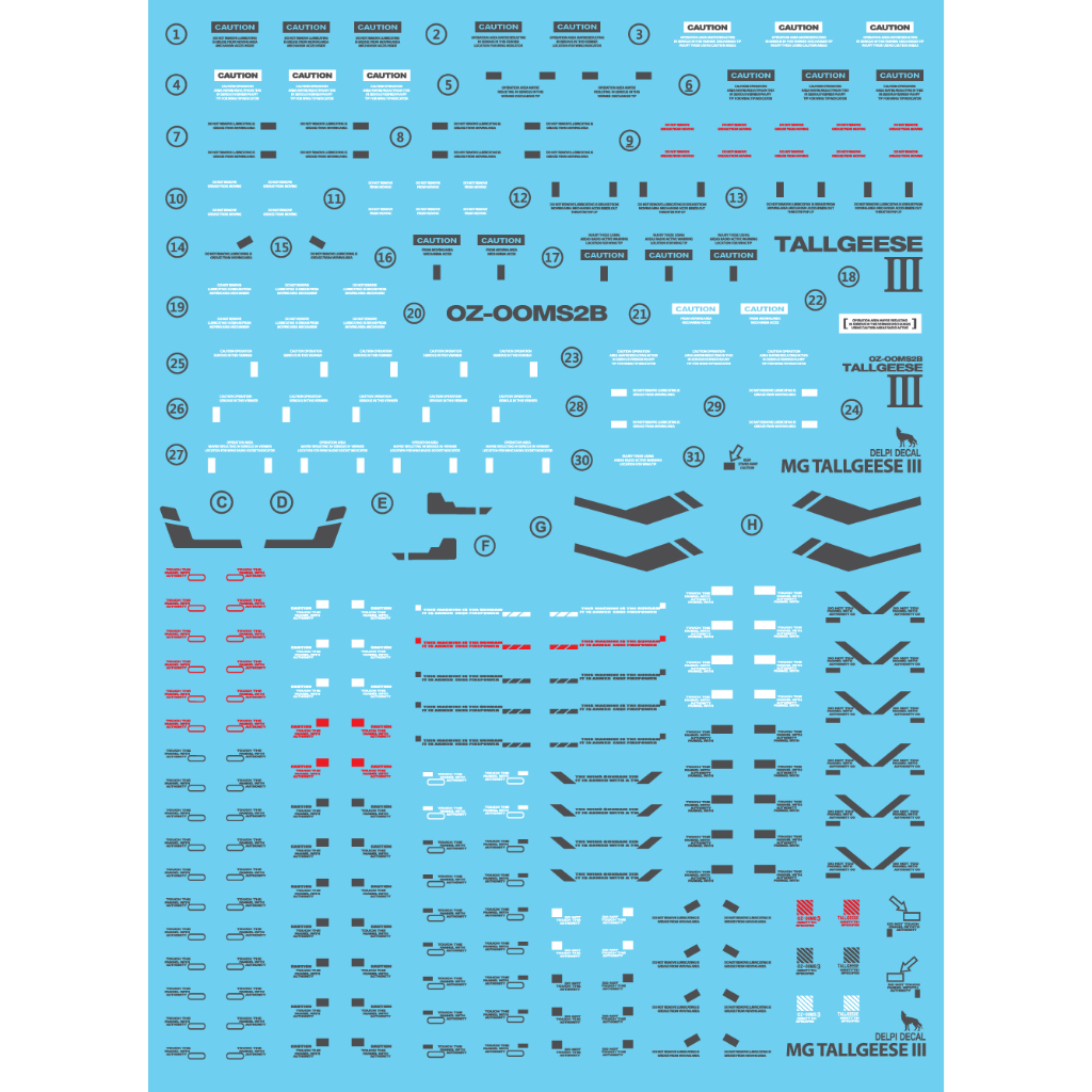 ดีคอลน้ำ [DELPI] 27 MG 1/100 TALLGEESE III GUNDAM WATER SLIDE DECAL