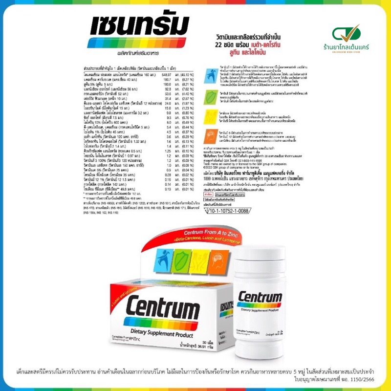 Centrum multivitamin(วิตามินรวม) ร้านยาขายเอง