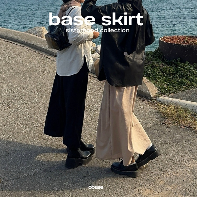 ( base skirt ) กระโปรงยาว เอวยางยืด เก็บพุง ดีไซน์เรียบง่าย แมทช์ได้กับทุกลุค ฟรีไซส์