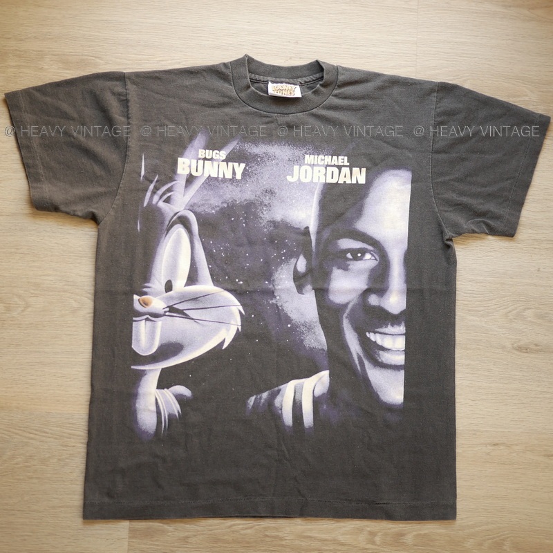 SPACEJAM ป้ายUSA Bug Bunny Jordan เสื้อหนัง ลายการ์ตูน วินเทจ heavy vintage shirt