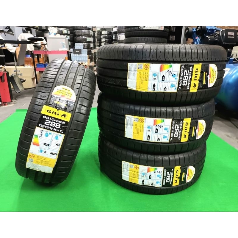 ยางใหม่ค้างปี 225/45R18 Giti Control 288 ผลิตปี 2022 ประกันบวม 1  ปี จุ๊บลม 4 ตัว ส่งฟรีมีเก็บปลายทาง