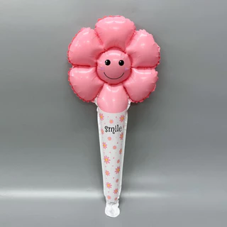 (สินค้าพร้อมส่งจากไทย) ลูกโป่งอลูมิเนียมดอกเดซี่หน้ายิ้มพร้อมก้านจับ ขนาดเล็ก (K34)