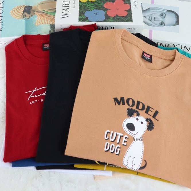 ผ้า cotton แท้ 100% [Super Soft] อย่างดี หนานุ่ม ใส่สบาย ไม่ร้อน ลาย MODEL DOG (no.84)