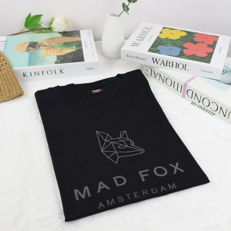 ผ้า cotton แท้ 100% [Super Soft] อย่างดี หนานุ่ม ใส่สบาย ไม่ร้อน ลาย MAD FOX  (no.25)