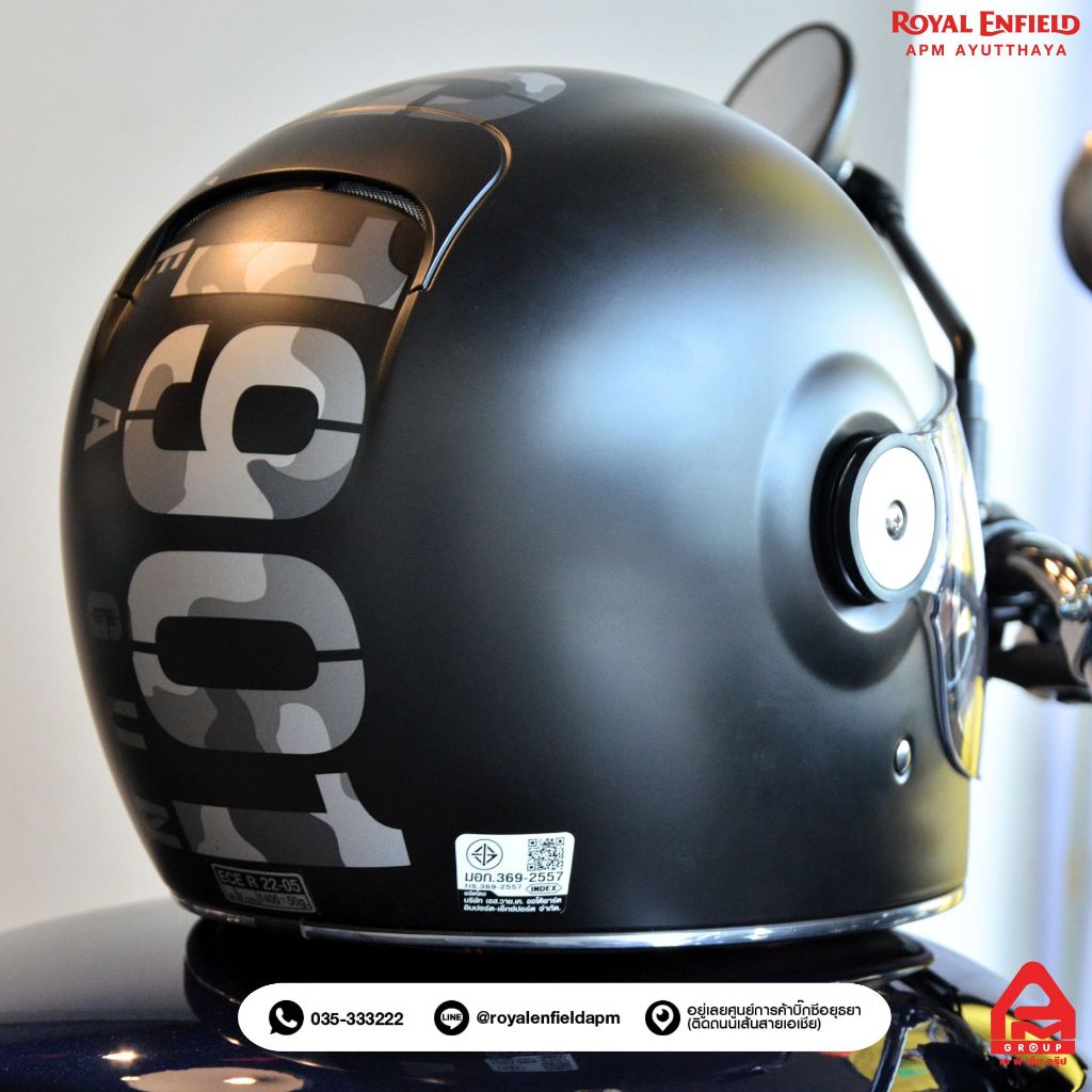 หมวกกันน็อค แท้ Royal Enfield หมวกันน็อคเต็ม RETRO RETH HELMET BLACK