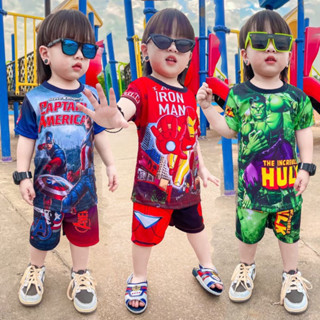ชุดเซ็ทเด็ก เสื้อแขนสั้น+กางเกงขาสั้น ชุดเด็ก ลายซุปเปอร์ฮีโ…