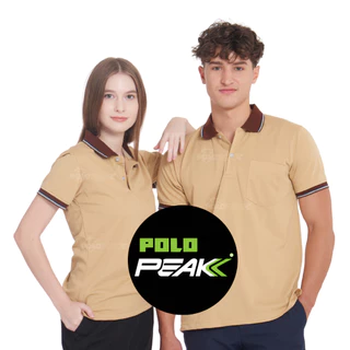 เสื้อโปโลสีกากี ปกน้ำตาลริ้วท็อปดายเทา polopeak