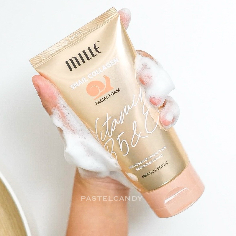โปรแรงลดในไลฟ์ Mille โฟมล้างหน้าคอลลาเจน Snail Collagen Facial Foam กระจ่างใส หน้าเด็ก