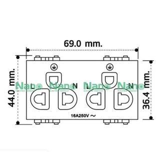 ยกกล่อง เต้ารับ คู่แนวตั้งมีกราวด์มีม่านนิรภัย ขนาด 3ช่อง 3 Pin Socket 16A 250VAC SC-PV602B SC-PV602