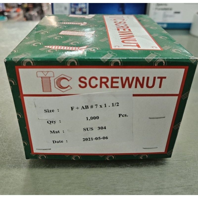 TC SCREWNUT เกลียวปล่อย สแตนเลส F#7X1.5" เกรด304 ราคาต่อ 1 กล่อง F+AB #7X1.1/2