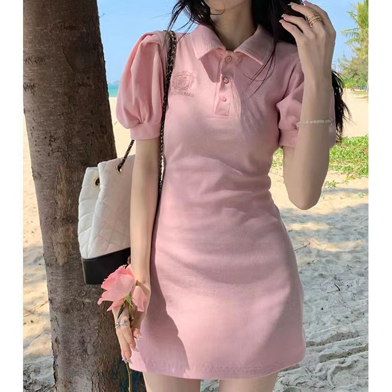 ชุดเดรส, กระโปรงแขนสั้นสีชมพูหวานเซ็กซี่