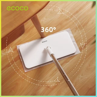 Ecoco ไม้ถูพื้น ใช้แล้วทิ้ง ไม้ม๊อบ ไม่ต้องซักมือ แห้งและเปียก ไม้ถูพื้นขี้เกียจ ปัดฝุ่นแบบคู่ ไม้ถูพื้นแบบแบน