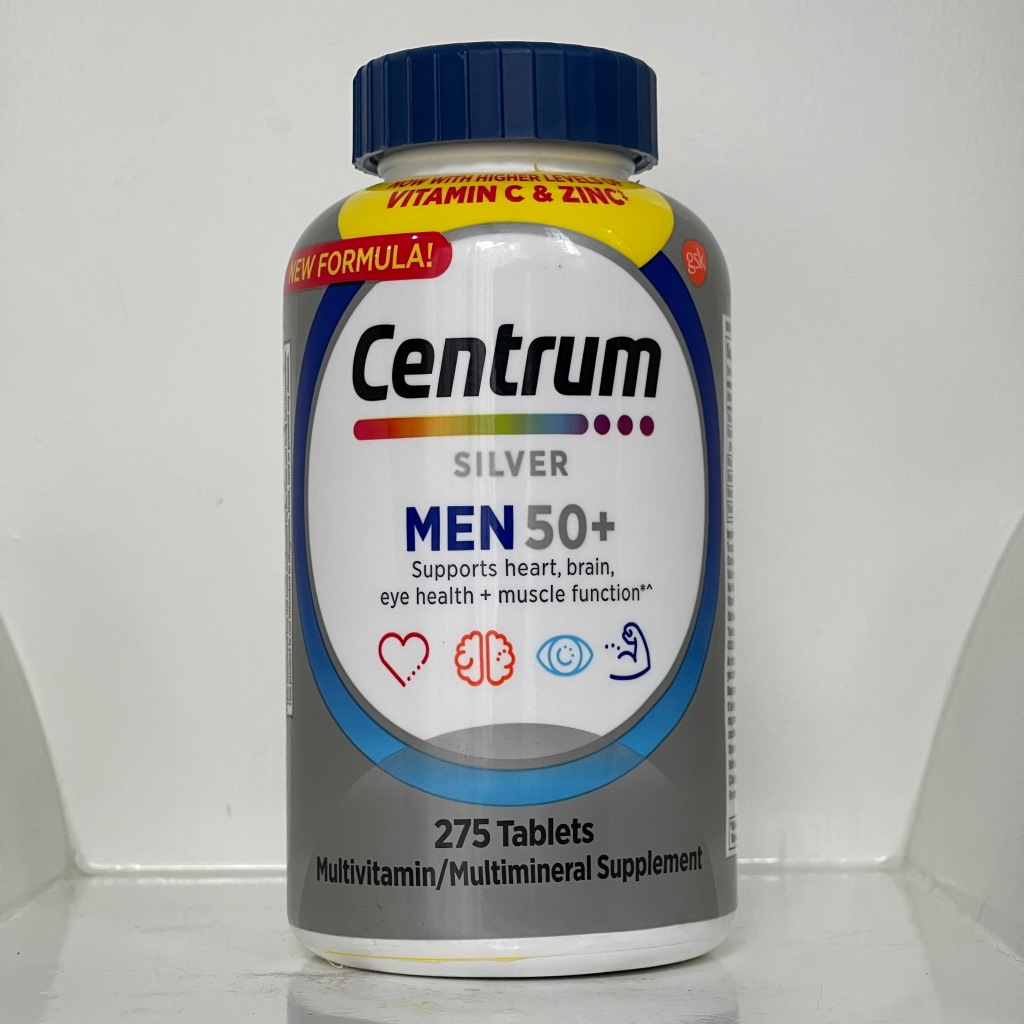 Centrum Silver Men 50+ New Formula Multivitamin / Multi 275 Tablets วิตามินรวมเพื่อสุขภาพสำหรับผู้ชา