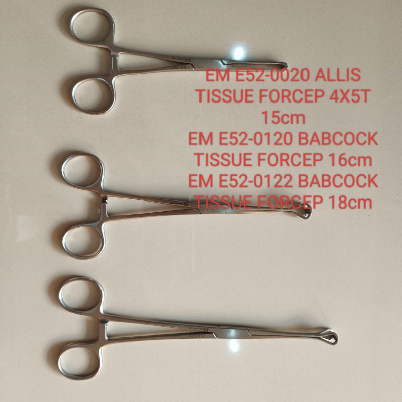 EM E52-0020 ALLIS TISSUE FORCEP 4X5T 15cmEM E52-0120 BABCOCK TISSUE FORCEP 16cm
EM E52-0122 BABCOCK 