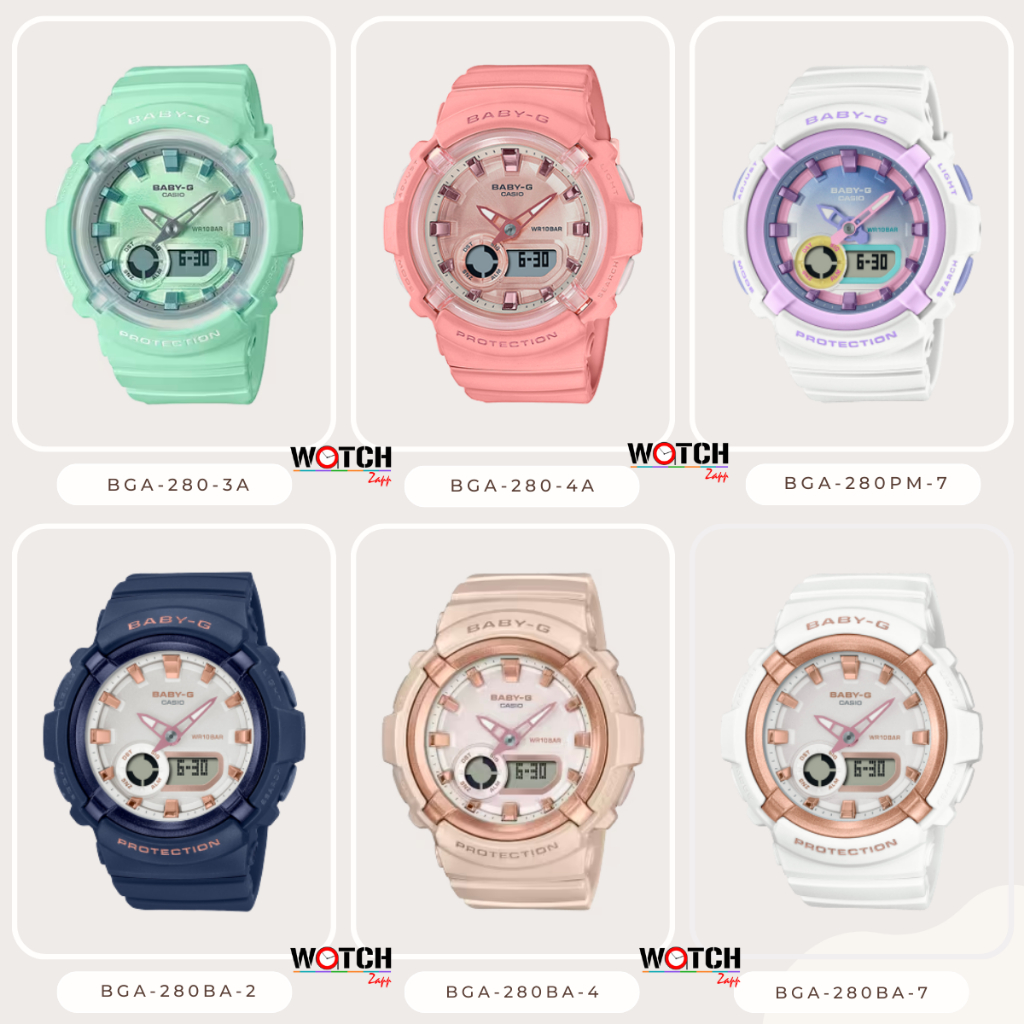 นาฬิกาข้อมือ Casio Baby-G สองระบบ Analog-Digital BGA-260 Series รุ่น BGA-280-3A BGA-280-4A BGA-280BA-2 BGA-280BA-4