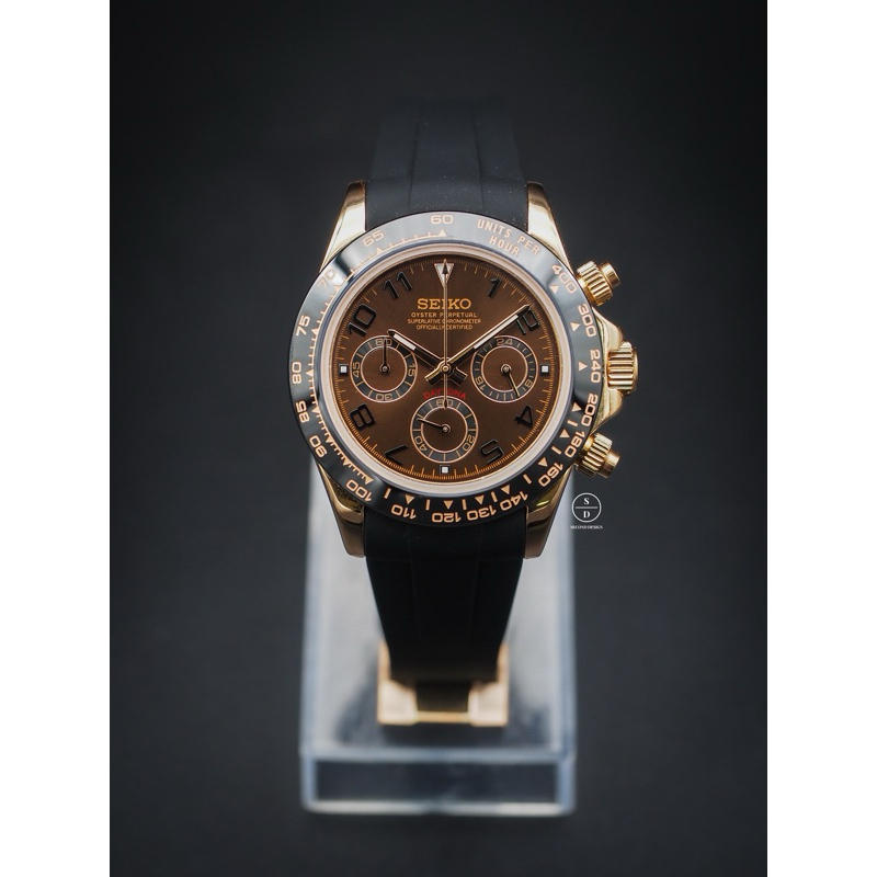 Seiko Mod Full Rosegold Daytona Ceramic Chocolate (Daytona Edition)